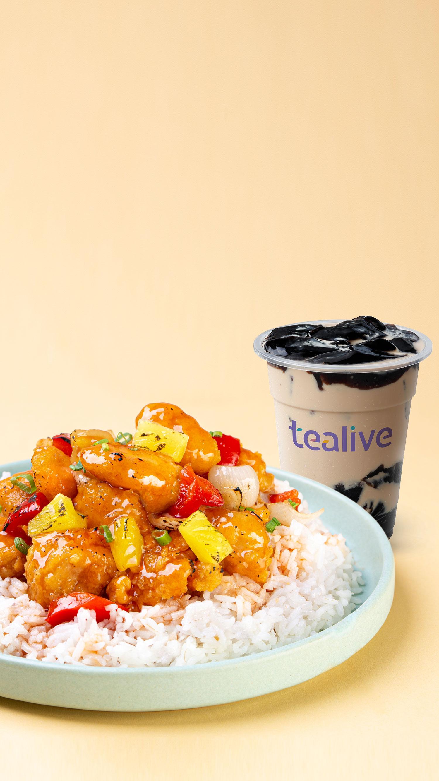 Combo Sweet & Sour Chicken + Tealive's Classic Roasted Milk Tea with